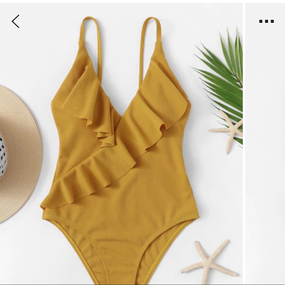 Ruffled overlap low back one piece swim BRAND NEW